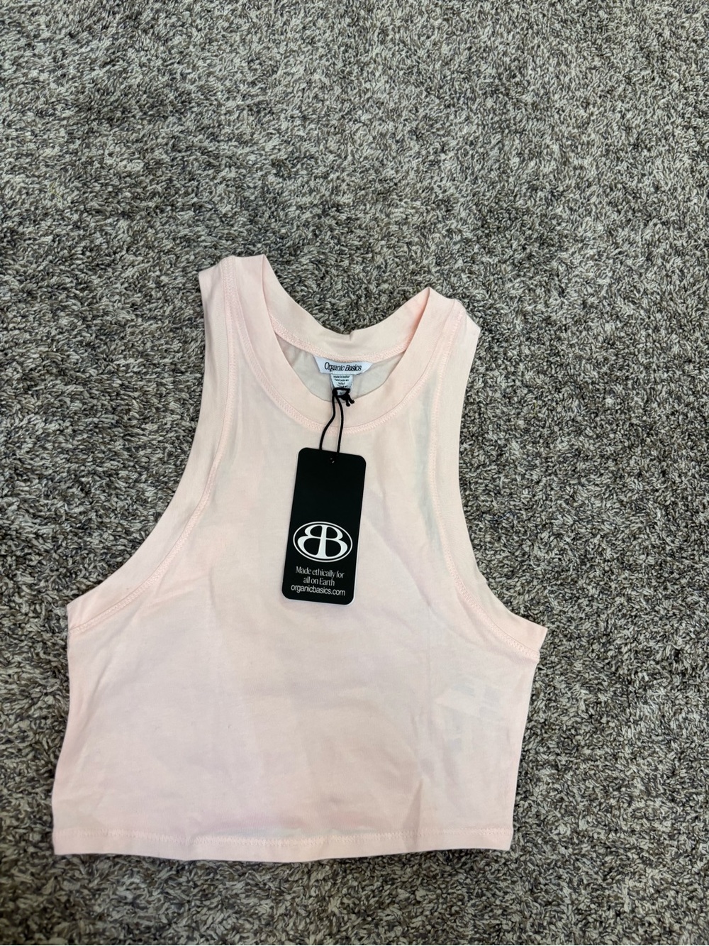 Organic Basics women’s core Light Pink Crop Tank Sz XXS